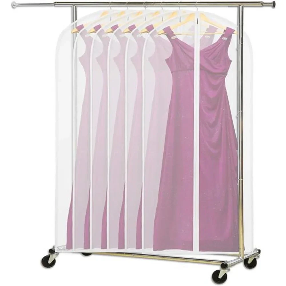 6 Pack - 60-Inch Translucent Garment Bags with Zipper for Suits,Dresses,Costumes